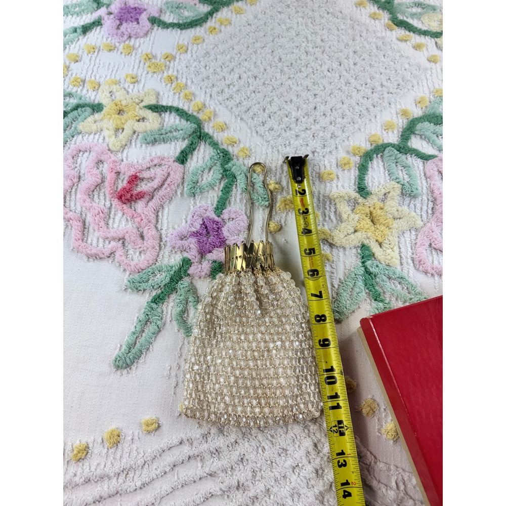 Vintage Sophisticate Beaded Evening Bag Gold Accordion Gate Top Pouch 599-720 - Picture 7 of 9